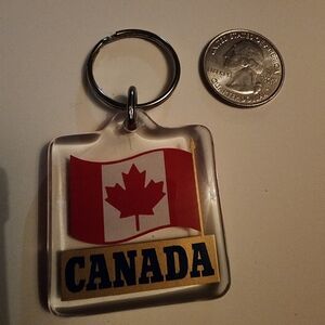 Canada Flag Acrylic Keychain with Gold Accent